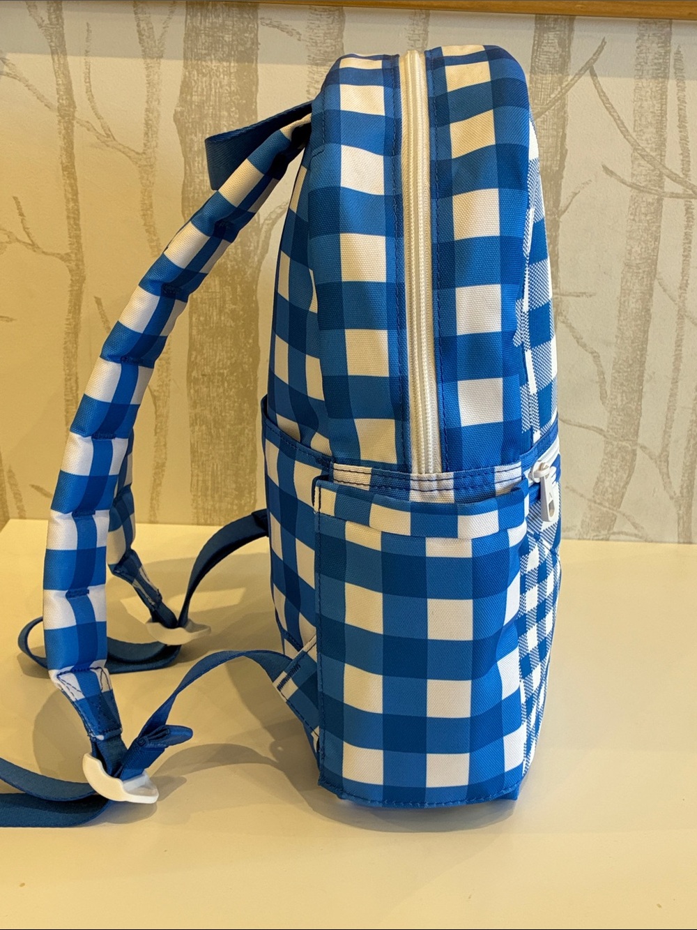 STATE Blue & White Gingham Mini Backpack with Cherry Charm - Picture 5 of 11